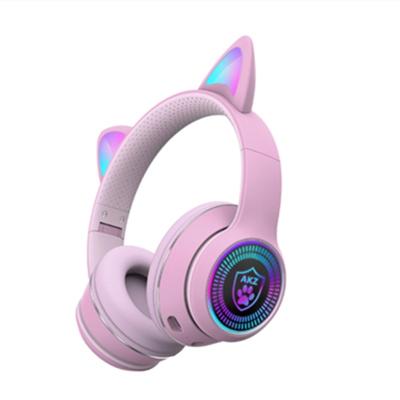 China AKZ-K27 gamer RGB Cat Ear Wireless Headphones headset fio de ouvido sem phone head phone support TF card 3.5mm Jack for sale