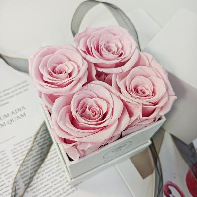 China Durable Preserved Rose Summer Preserved Rose Flower Wholesale Low Price Preserved Rose Gift Box Immortal Roses Square Box For Girlfriend Gift for sale