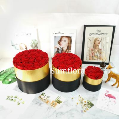 China Lasting Sumflora Brand Flower Arrangement Gift Box Forever Eternal Preserved Wholesale Roses for sale