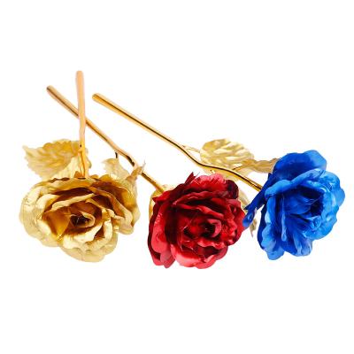 China Artificial Rose As Valentines Gifts For Women 24K Gold Success Decorative Flowers Sumflora Amazone Gold Foil for sale