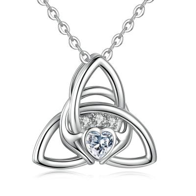 China Fashion Merryshine S925 Sterling Silver Irish Claddagh Celtic Knot Love Heart Pendant Necklace for sale