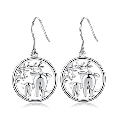 China FASHIONABLE Design 925 Sterling Silver Merryshine Elephant Mother and Baby Family Drop Earrings for sale