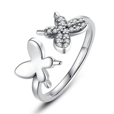 China Merryshine Fashion Jewelry 925 Sterling Silver Adjustable Size Butterfly TRENDY Ring For Women for sale