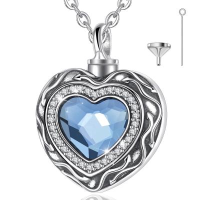 China Vintage Merryshine 925 Sterling Silver Heart Cremation Urn Pendant Memorial Necklace for Pet Ashes for sale