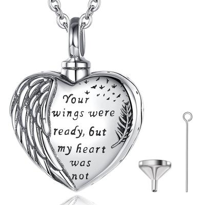 China Vintage Merryshine 925 Sterling Silver Memory Of Love Cremation Urn Heart Shaped Necklace For Ashes for sale