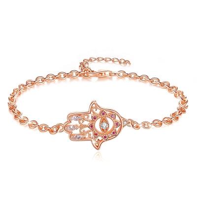 China FASHIONABLE Hand of Merryshine Hamsa 925 Sterling Silver Plated Rose Gold of Fatima Wholesale Bracelets for sale