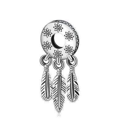 China Merryshine feather design METAL 925 Sterling Silver Wholesale Charms for jewelry making for sale