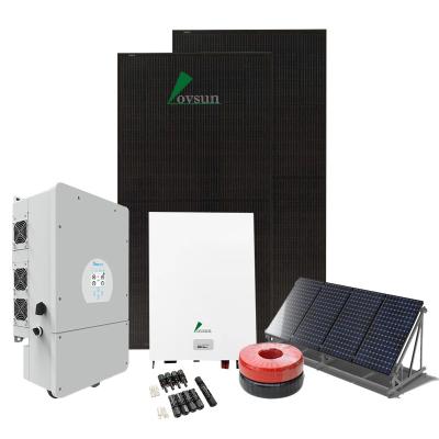 China China 6KW 12kw Home Factory Off Grid Prepaid Kit With Power Wall Solar Panels And Inverter Batteries Home Smart Energy System for sale