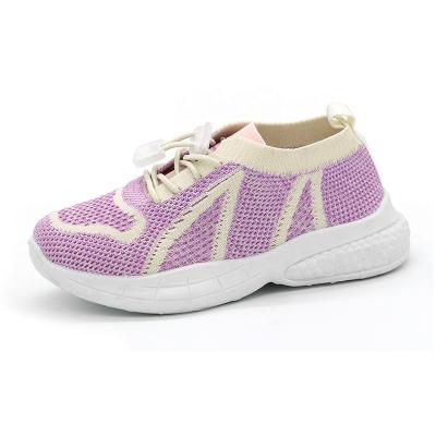 China Sports and casual shoes 2022 new girls' shoes printed flying fashion woven children's mesh shoes for sale