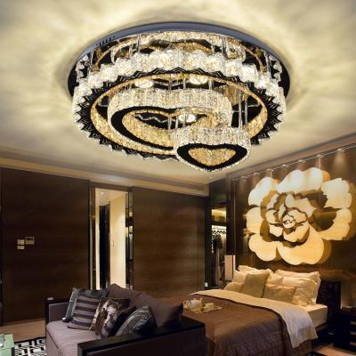 China Modern Fashion Crystal Decor Round Modern Led Smart Indoor Acrylic Ceiling Lamp For Living Room for sale