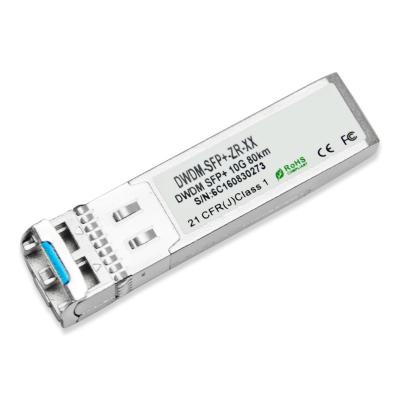 China FTTX Network Wire Mode DDM DWDM Dual Unit Optical Transceiver 1550nm 10G SFP Module 80KM for sale