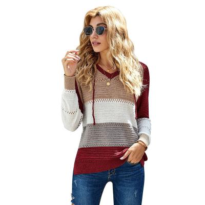 China Anti-Wrinkle Color Block Knitted Pullover Sweater All-match Outer Wear Color Sleeves Quilted Sweatshirts Long Hoodies for sale