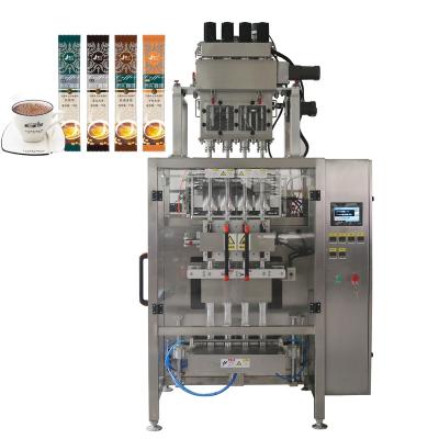 China Sugar Milk Coffee Powder Stick Multi-way Pouch Tea Food Salt Gum 4pcs Vertical Boxing Packaging Machine for sale