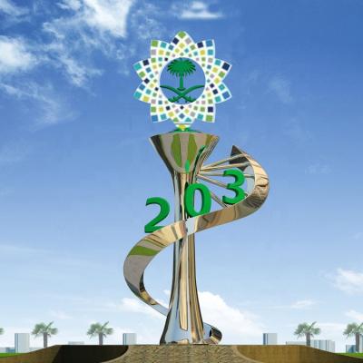 China Saudi Arabia Latest Eastern Logo Large Stainless Steel Sculpture For Sale 2030 for sale