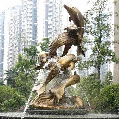 China Hot Sale China 2021 Retro Dolphin Sculpture In Bronze Outdoor Garden Fountain for sale