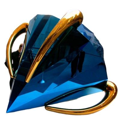 China Oriental Modern Blue Metal Diamond Sculpture for sale