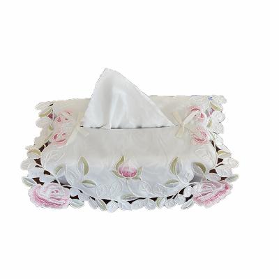 China Minimalist Lufu Tissue Box Lid Towel Soft Rack Tissue Cover Embroidery Tissue Office Rectangular Box Cover for sale