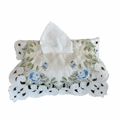 China Minimalist Lufu Rectangular Tissue Box Cover Tissue Box Cover Embroidery Tissue Desktop Box Cover for sale