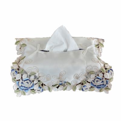 China Minimalist Lufu Tissue Cover Box Embroidery Tissue Paper Tissue Box Cover Car Tissue Box Cover for sale