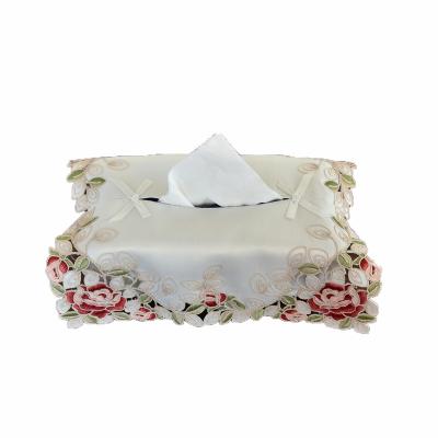 China Minimalist Lufu Embroidery Tissue Box Lid Tissue Paper Tissue Box Cover Car Tissue Box Cover for sale