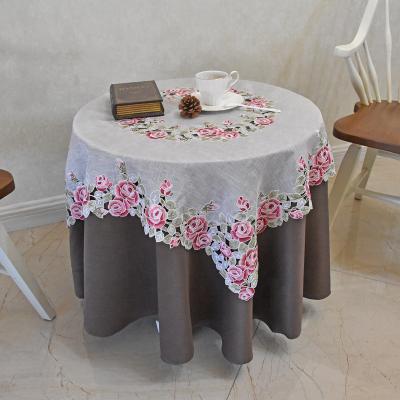 China Lufu artificial embroidery selling polyester cavity embroidered polyester square tablecloth tablecloth scarf square tablecloths for sale