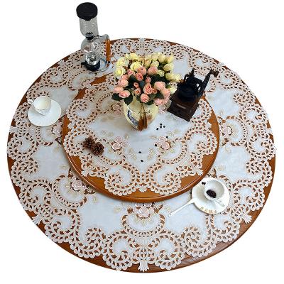 China Lufu color embroidery coffee table cover durable dining table wedding round table girl without cloth kitchen European style tablecloth for sale