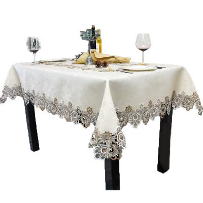 China Lufu waterproof lace tablecloth with coffee table high-grade rectangular tablecloth European tablecloth lace image rectangle tablecloth for sale