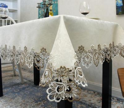 China Waterproof lace tablecloth wedding decor velvet polyester jaquard tablecloth wedding table leaf fabrics from LufuAmazon for sale