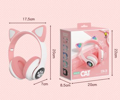 China Headband Various Colors Design Cute Kids Earphone With Led Light Cat Ear Earphone for sale