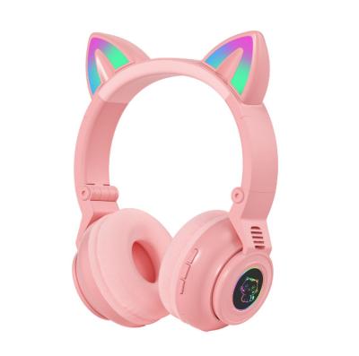 China Cute Headband Unicorn Design Wireless Earphone Led Lightweight Kids Cat Ear Style Earphone for sale