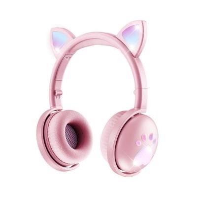 China Newest led light top selling products high quality stereo sound led cat ear earphone for kids girls for sale