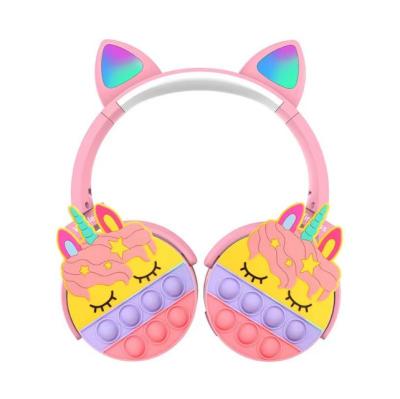 China Rechargeable Adjustable Headband Design Colorful Noise He Led Lightweight Earphone For Kids Girl for sale