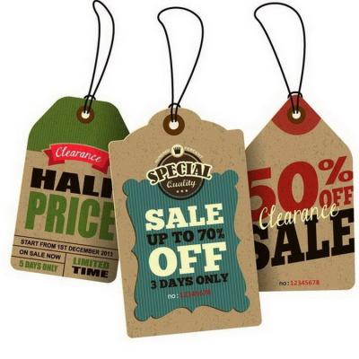 China Anti Counterfeit Printed Kraft Paper Art Paper Clothes Plastic Hang Tags for sale