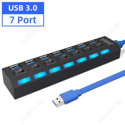 China Port Port Usb Hub Splitter 3.0 USB Hub 7 Splitter 7 USB Data Hub Otg Hub Charge With Power Adapter LED USB Multi Ports Splitter For Computer computer pc laptop for sale