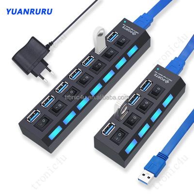 China Extended Usb Hub Splitter 7 USB 3.0 Hub Port Splitter Power Adapter Docking Station USB Hub Station For Mac Os For Linux Pc Laptop Black for sale