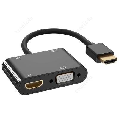 China Video/Game Capture HDMI-Compatible Display Dual HD VGA Adapter Splitter Dual at Same Time with Audio for PC Laptop Ultrabook for sale