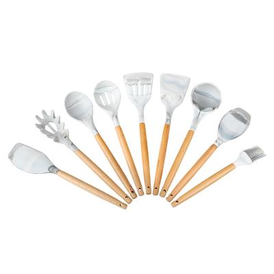 China 9 Pcs Sustainable Food Grade Silicone Cooking Utensils Silicone Kitchen Baking Heat Resistant Set for sale