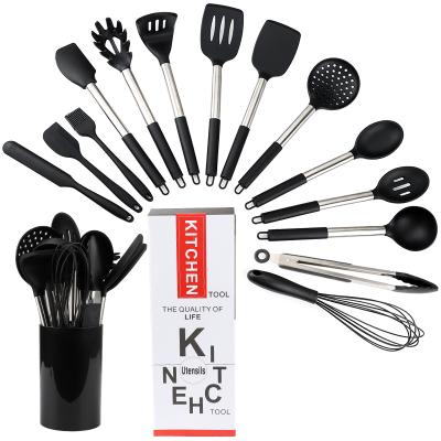 China Sustainable Trend Silicone Kitchenware Stick Top Utensil Non Set Food Grade 15PC Baking Tools Amazon Hot Colorful Spatula Set for sale