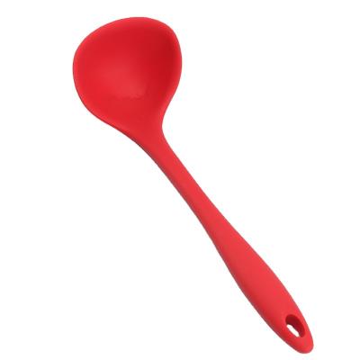 China 2018 New Sustainably Developed Silicone Kitchen Utensils Silicone Coated Kitchen Cooking Soup Spoon Scoop With Stainless Steel Core for sale