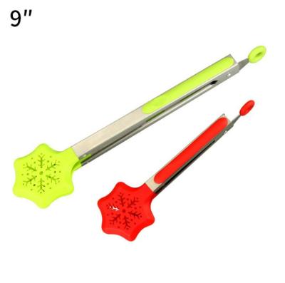 China Viable Custom KITCHEN ACCESSORIES 9 Inch Nylon Kitchen Cooking Tong Stainless Steel Serving Handle Food Tongs On Handle for sale