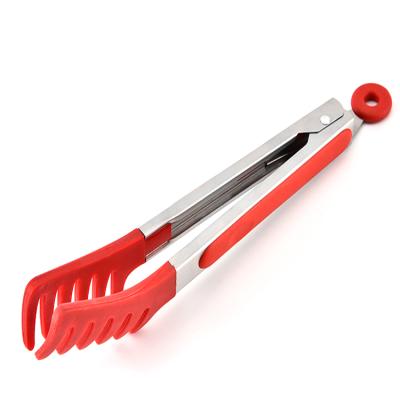 China Sustainable Home&Kitchen Silicone BBQ Grilling Food Tong Anti Slip Stainless Steel Serving Tongs Silicone Kitchen Accessories for sale