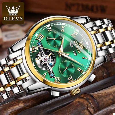 China OLEVS 6607 Water Resistant OEM Men's Wristwatch Tourbillon Stainless Steel Skeleton Mechanical Watch Waterproof Automatic Mens Watch for sale