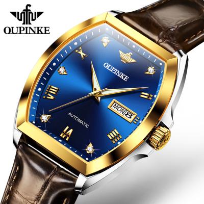 China Oupinke Waterproof 3200 Bucket Shape Business Luxury Automatic Custom Square Style Men Waterproof Mechanical Watch for sale