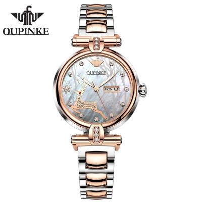 China Oupinke 3180 Sapphire Crystal Fawn Design Ladies Mechanical Women Waterproof Stainless Steel Watch Band Watches for sale