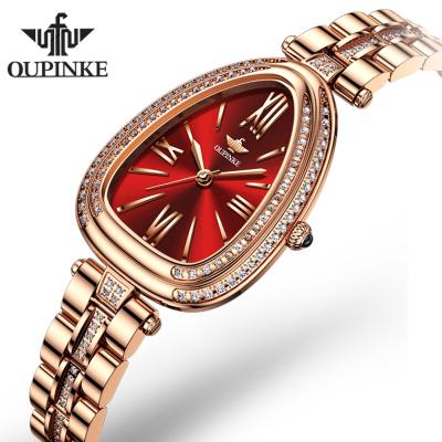 China 3192 Creative Water Quartz Women Fashion Oupinke Drop Diamond Waterproof Oval Luxury Dial Women Watch for sale