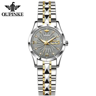 China Oupinke Waterproof 3169 Mechanical Date Display Water Stainless Steel Band Water China Watch Simple Casual Hand Watch Women for sale