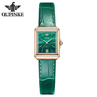 China Oupinke 3182 Brand Waterproof Women's Luxury Fashion Ladies Square Watches Silicon Strap Quartz Wrist Watch Women for sale