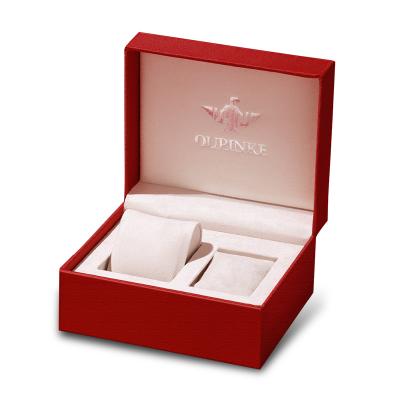 China Custom Logo Gift Display OEM Packaging Low Storage Cheap MOQ 0000 Luxury RED Rigid Cardboard Paper Watch Box for sale