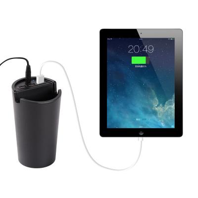 China Mobile Phone Tablet MP3 GPS 12/24V USB Port Cup Car Charger 3 in 1 Multi-port Phone Storage Cup Holder Adapter with Smart Charging IC for sale