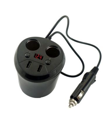 China Dual USB Car Cup Charger of Mobile Phone/Ipad/Camera/PDA/MP3 5V 3.1A with Voltage Display for Amazon for sale